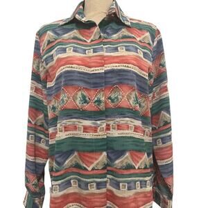 Alfred Dunner Vintage Colorful Western Button Up